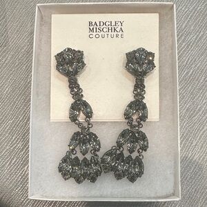 Badgley Mischka Silver-Tone Crystal Chandelier Earrings